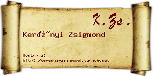Kerényi Zsigmond névjegykártya